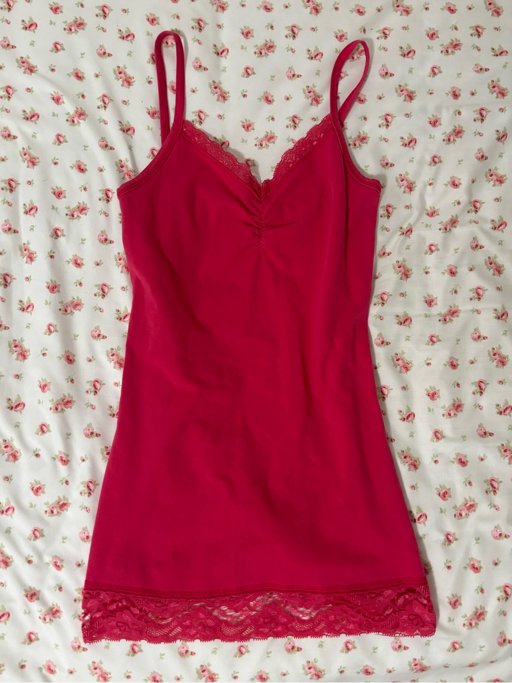 BKE Red Lace-Trim Tank Slip
